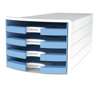 Han cajones caja Impuls, DIN A4/C4, 4 cajones abiertos, color blanco/Trend Colour Color Azul Claro