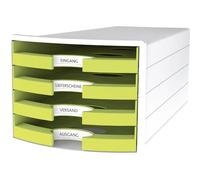 Han cajones caja Impuls, DIN A4/C4, 4 cajones abiertos, color blanco/Trend Colour Lemon