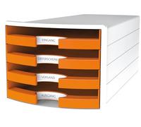 Han cajones caja Impuls, DIN A4/C4, 4 cajones abiertos, color blanco/Trend Colour Naranja