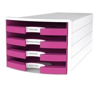 Han cajones caja Impuls, DIN A4/C4, 4 cajones abiertos, color blanco/Trend Colour Rosa