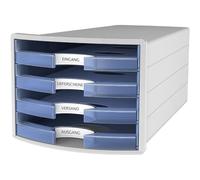 Han cajones caja Impuls, DIN A4/C4, 4 cajones abiertos, gris/translúcido de color azul