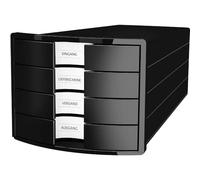 HAN Caja de cajones Impuls - DIN A4/C4 - 4 cajones cerrados - Negro