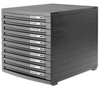 Han Contur B4 tamaño unidad de almacenamiento de escritorio (10 cajones cerrados, color gris oscuro