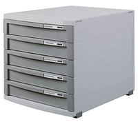 HAN Unidad de almacenamiento de escritorio Contur – 5 cajones cerrados, tamaño B4 – Gris claro/gris
