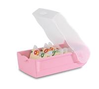 HAN Croco 997-886 - Caja de tarjetas de aprendizaje (5 compartimentos, DIN A7, para 900 tarjetas, incluye 5 placas de apoyo + 100 tarjetas de aprendizaje, caja de aprendizaje, 997-886), color rosa