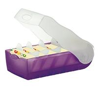 Han Croco 998-673 - Fichero para tarjetas de aprendizaje (tamaño A8, capacidad para 500 tarjetas, con 5 separadores de apoyo), color morado y translúcido