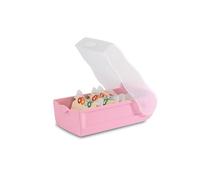 HAN Croco 998-886 - Fichero para tarjetas de aprendizaje (5 compartimentos, DIN A8, para 500 tarjetas, 998-886), color rosa translúcido