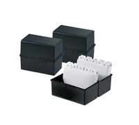 HAN Ficheros DIN A6 Horizontal - diseño Innovador y Atractivo para 400 fichas con bisagra de Acero y Cierre a presión, Negro, 976-13, 3 Unidades