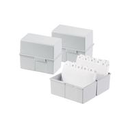 HAN 976-11 - Fichero DIN A6 horizontal, para 400 tarjetas con bisagra de acero, color gris claro