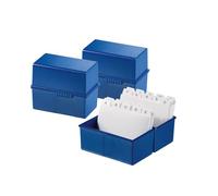 HAN Ficheros DIN A7 horizontal, diseño innovador y atractivo para 300 fichas con bisagra de acero y cierre a presión, azul, 977-14, 3 unidades