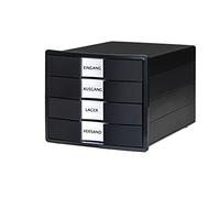 HAN Impuls 10128-13 - Cajonera Karma 2.0 (80% de plástico reciclado, 4 cajones cerrados, para DIN A4/C4, incluye etiquetas de etiquetado, cierre extraíble, patas de goma respetuosas con los muebles),