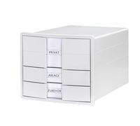 HAN IMPULS 2.0 Cajonera con 3 cajones cerrados para DIN A4/C4, incluye etiquetas de etiquetado, caja de documentos, base con cierre extraíble, patas de goma aptas para muebles, 1017-12, color blanco