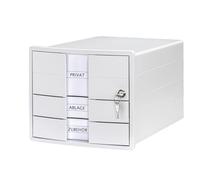 HAN Cajonera IMPULS 2.0 con cerradura, 3 cajones A4/C4, rotuladores, base seguridad, blanco