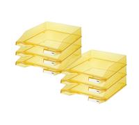 HAN KLASSIK Bandeja para Correo, Bandeja Escritorio, DIN A4C4, Apilable, Robusta, 6 Unidades, Transparente, Color Transparente-Amarillo