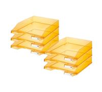 HAN KLASSIK Bandeja para correo, DIN A4/C4, apilable, robusta, 6 unidades, transparente, color transparente-naranja