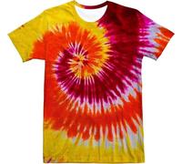 HAN MAN XIU Camiseta de Colores Retro Tie-Dye Casual Loose 3D Printed Short Sleeve Men's Women's Tops Clothing