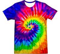 HAN MAN XIU Camiseta de Colores Retro Tie-Dye Casual Loose 3D Printed Short Sleeve Men's Women's Tops Clothing