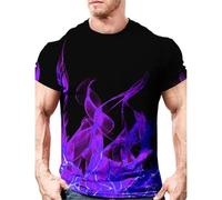 HAN MAN XIU Camiseta de Verano con Estampado de Llamas en 3D para niño y niña, Informal, de Manga Corta y Cuello Redondo Suelto
