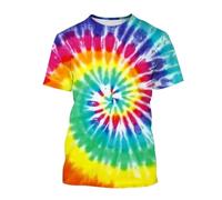 HAN MAN XIU Colorido Estampado de Corbata 3D Camiseta niño y niña círculo Espiral gradiente de Color Ropa de Manga Corta