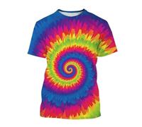 HAN MAN XIU Colorido Estampado de Corbata 3D Camiseta niño y niña círculo Espiral gradiente de Color Ropa de Manga Corta