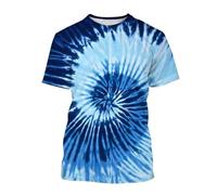 HAN MAN XIU Colorido Estampado de Corbata 3D Camiseta niño y niña círculo Espiral gradiente de Color Ropa de Manga Corta