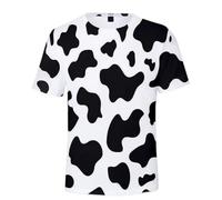 HAN MAN XIU Cow Pattern 3D Print T-Shirt Summer Men Women Casual Loose Round Neck Tops Short Sleeve