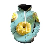 HAN MAN XIU Divertida Sudadera con Capucha Estampada en 3D con Motivos de piruletas, Donuts y panecillos, Estilo Urbano para Hombre y Mujer.