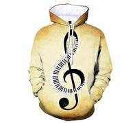 HAN MAN XIU Sudadera con Capucha Estampada en 3D con Alegre diseño de Notas Musicales para Hombre y Mujer, Prenda de Manga Larga para Todas Las Estaciones