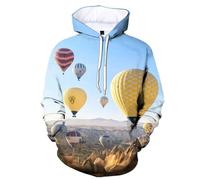 HAN MAN XIU Sudadera con Capucha Estampada en 3D con Globos aerostáticos de Colores para Hombre y Mujer, Sudadera Informal con Capucha y Manga Larga, Ropa Urbana