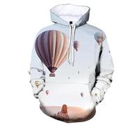HAN MAN XIU Sudadera con Capucha Estampada en 3D con Globos aerostáticos de Colores para Hombre y Mujer, Sudadera Informal con Capucha y Manga Larga, Ropa Urbana