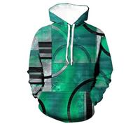 HAN MAN XIU Sudadera con Capucha Estampada en 3D con Patchwork geométrico Retro Morado para Hombre y Mujer - Ropa Informal de Invierno