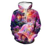 HAN MAN XIU Sudadera con Capucha Estampada en 3D con patrón Autumn Fantasy Wonderland Series para Hombre y Mujer, Oversize
