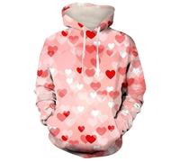HAN MAN XIU Sudadera con Capucha Estampada en 3D con patrón de Corazones Estilo Pareja Dulce: cómoda, Holgada, Deportiva, Informal y Moderna.