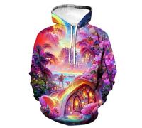 HAN MAN XIU Sudadera con Capucha Estampada en 3D con patrón de la Serie Autumn Fantasy Wonderland para Hombre y Mujer, Sudadera Oversize