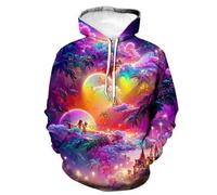 HAN MAN XIU Sudadera con Capucha Estampada en 3D con patrón de la Serie Autumn Fantasy Wonderland para Hombre y Mujer, Sudadera Oversize