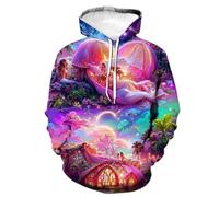 HAN MAN XIU Sudadera con Capucha Estampada en 3D con patrón de la Serie Autumn Fantasy Wonderland para Hombre y Mujer, Sudadera Oversize