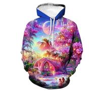 HAN MAN XIU Sudadera con Capucha Estampada en 3D con patrón de la Serie Autumn Fantasy Wonderland - Sudadera Oversize para Hombre y Mujer