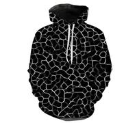 HAN MAN XIU Sudadera con Capucha Estampada en 3D con patrón de Rayos Negros y Rayas Irregulares para niño y niña, Prenda Urbana