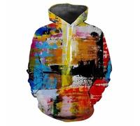 HAN MAN XIU Sudadera con Capucha, Manga Larga, Estampado Digital con Motivos pigmentados en Colores Vivos, para Hombre y Mujer.
