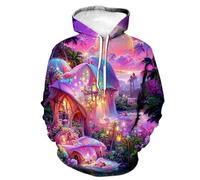 HAN MAN XIU Sudadera con Estampado de la Serie Autumn Fantasy Wonderland, Sudadera con Capucha Estampada en 3D, Sudadera Oversize para Hombre y Mujer