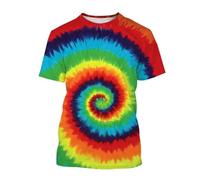 HAN MAN XIU Tie-teñido patrón de impresión 3D Camiseta de niño y niña círculo Espiral gradiente de Color Ropa de Manga Corta