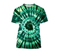 HAN MAN XIU Tie-teñido patrón de impresión 3D Camiseta de niño y niña círculo Espiral gradiente de Color Ropa de Manga Corta