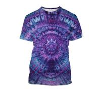 HAN MAN XIU Tie-teñido patrón de impresión 3D Camiseta de niño y niña círculo Espiral gradiente de Color Ropa de Manga Corta