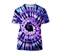 HAN MAN XIU Tie-teñido patrón de impresión 3D Camiseta de niño y niña círculo Espiral gradiente de Color Ropa de Manga Corta Niñas Prenda de Manga Corta Círculo en Espiral Color Degradado
