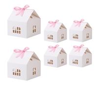 HAN SHENG 20 cajas de regalo con forma de casa con lazo, cajas de caramelos, cajas de regalo de boda, cajas de embalaje, decoración para boda, Navidad, fiesta de cumpleaños, contenedor de adornos