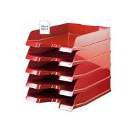 HAN Viva - Bandeja para cartas (DIN A4/C4, apilable, con clip, brillante, 5 unidades), color rojo 5er Pack