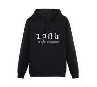 HAN XIANYAN 1984 George Orwell Big Brother Men Black Cotton Hoodies Print Unisex Sweatshirts XXL