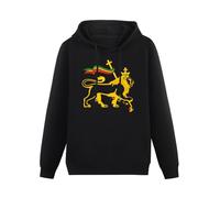 HAN XIANYAN Africa Rasta Strong Lion Rastafarian Reggae Music Men Black Cotton Hoodies Print Unisex Sweatshirts 3XL
