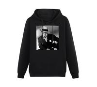 HAN XIANYAN Al Capone Suit Cigar American Gangster Retro Men Black Cotton Hoodies Print Unisex Sweatshirts S