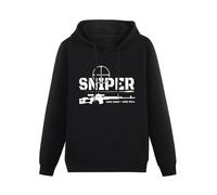 HAN XIANYAN Sniper One Shot One Kill Army Men Black Cotton Hoodies Print Unisex Sweatshirts S